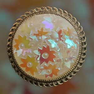 💖 Vintage Western Germany Iridescent Floral Scarf Clip 💖